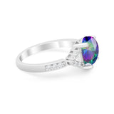 Art Deco Oval Wedding Ring Simulated Cubic Zirconia 925 Sterling Silver