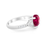 Art Deco Oval Wedding Ring Simulated Cubic Zirconia 925 Sterling Silver