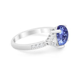 Art Deco Oval Wedding Ring Simulated Cubic Zirconia 925 Sterling Silver