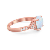 Art Deco Oval Wedding Ring Simulated Cubic Zirconia 925 Sterling Silver
