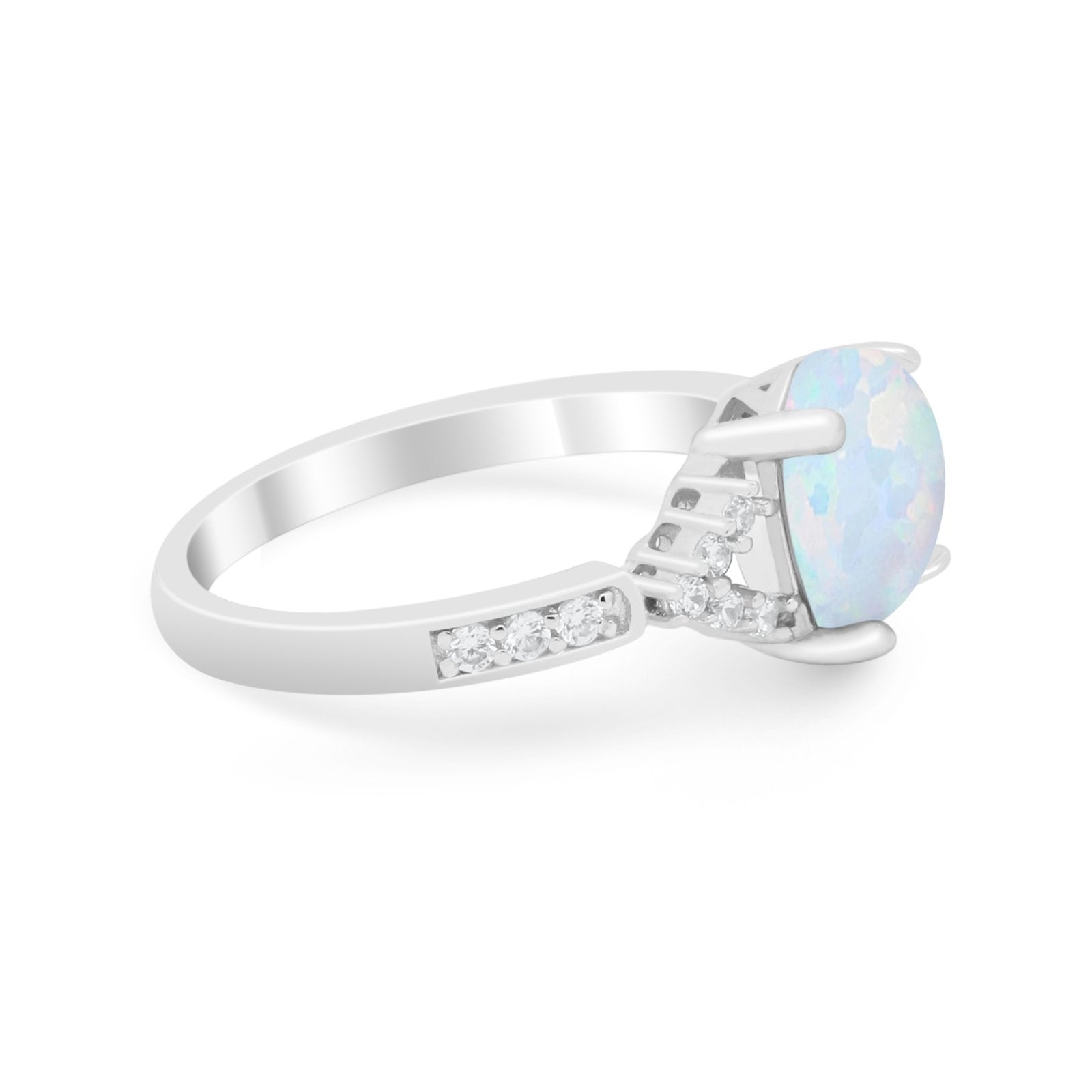 Art Deco Oval Wedding Ring Simulated Cubic Zirconia 925 Sterling Silver