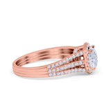 Halo Engagement Ring Accent Dazzling Simulated Cubic Zirconia 925 Sterling Silver