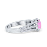 Halo Engagement Ring Accent Dazzling Simulated Cubic Zirconia 925 Sterling Silver