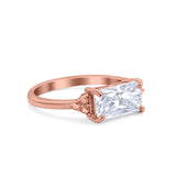 Sideways Fashion Ring Dainty Simulated Cubic Zirconia 925 Sterling Silver