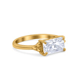 Sideways Fashion Ring Dainty Simulated Cubic Zirconia 925 Sterling Silver