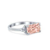 Sideways Fashion Ring Dainty Simulated Cubic Zirconia 925 Sterling Silver