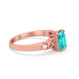 Wedding Ring Emerald Cut Round Simulated Cubic Zirconia 925 Sterling Silver