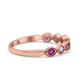 Art Deco Stacking Half Eternity Wedding Ring Simulated Round CZ 925 Sterling Silver