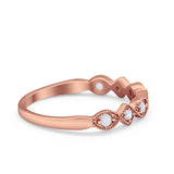 Art Deco Stacking Half Eternity Wedding Ring Simulated Round CZ 925 Sterling Silver