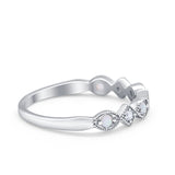 Art Deco Stacking Half Eternity Wedding Ring Simulated Round CZ 925 Sterling Silver