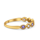 Art Deco Stacking Half Eternity Wedding Ring Simulated Round CZ 925 Sterling Silver