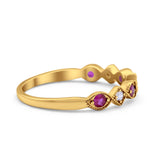 Art Deco Stacking Half Eternity Wedding Ring Simulated Round CZ 925 Sterling Silver