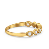 Art Deco Stacking Half Eternity Wedding Ring Simulated Round CZ 925 Sterling Silver