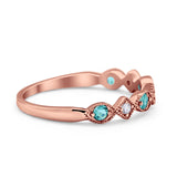 Art Deco Stacking Half Eternity Wedding Ring Simulated Round CZ 925 Sterling Silver