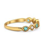 Art Deco Stacking Half Eternity Wedding Ring Simulated Round CZ 925 Sterling Silver