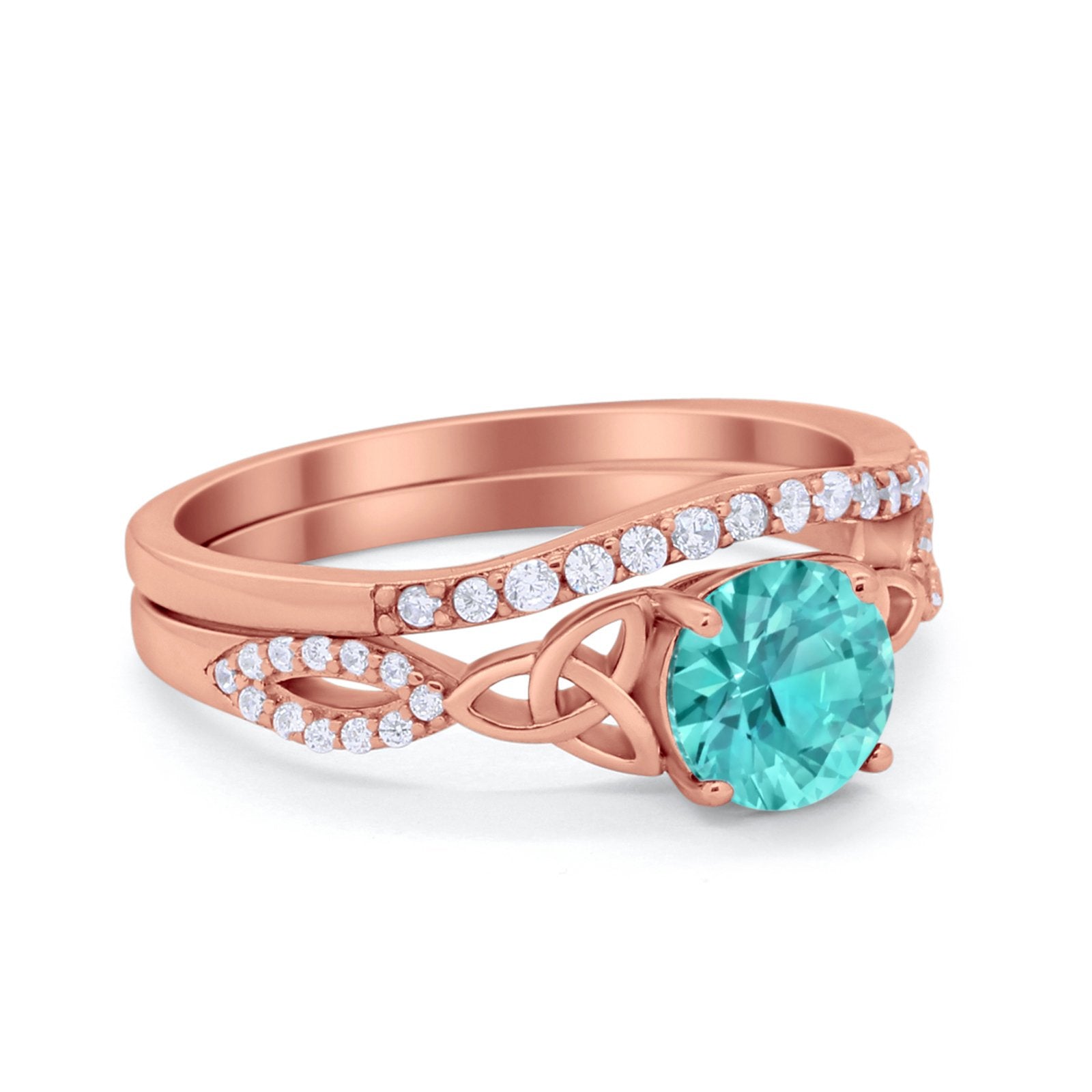 Celtic Wedding Ring Band Simulated Cubic Zirconia 925 Sterling Silver