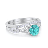 Celtic Wedding Ring Band Simulated Cubic Zirconia 925 Sterling Silver