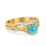 Celtic Wedding Ring Band Simulated Cubic Zirconia 925 Sterling Silver