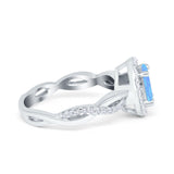 Halo Infinity Shank Engagement Ring Simulated Cubic Zirconia 925 Sterling Silver