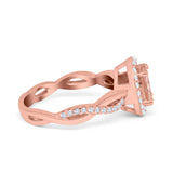 Halo Infinity Shank Engagement Ring Simulated Cubic Zirconia 925 Sterling Silver