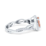 Halo Infinity Shank Engagement Ring Simulated Cubic Zirconia 925 Sterling Silver
