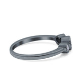 3 Ston Fashion Ring Lab Created White Opal Round Simulated Cubic Zirconia 925 Sterling Silver