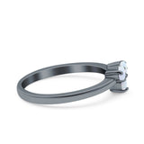 3 Ston Fashion Ring Lab Created White Opal Round 925 Sterling Silver