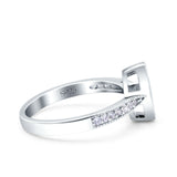 Marquise Art Deco Wedding Engagement Ring Lab Created White Opal Round Simulated Cubic Zirconia 925 Sterling Silver