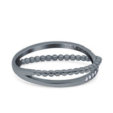 Beaded Criss Cross Wedding Ring Simulated Cubic Zirconia 925 Sterling Silver