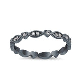 3mm Full Eternity Art Deco Marquise & Heart Wedding Band Simulated Cubic Zirconia 925 Sterling Silver