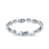 3mm Full Eternity Art Deco Marquise & Heart Wedding Band Simulated Cubic Zirconia 925 Sterling Silver