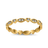 3mm Full Eternity Art Deco Marquise & Heart Wedding Band Simulated Cubic Zirconia 925 Sterling Silver