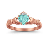 Heart Shape Simulated Cubic Zirconia Claddagh Wedding Ring 925 Sterling Silver