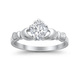 Heart Shape Simulated Cubic Zirconia Claddagh Wedding Ring 925 Sterling Silver