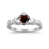 Heart Shape Simulated Cubic Zirconia Claddagh Wedding Ring 925 Sterling Silver