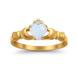 Heart Shape Simulated Cubic Zirconia Claddagh Wedding Ring 925 Sterling Silver