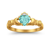 Heart Shape Simulated Cubic Zirconia Claddagh Wedding Ring 925 Sterling Silver