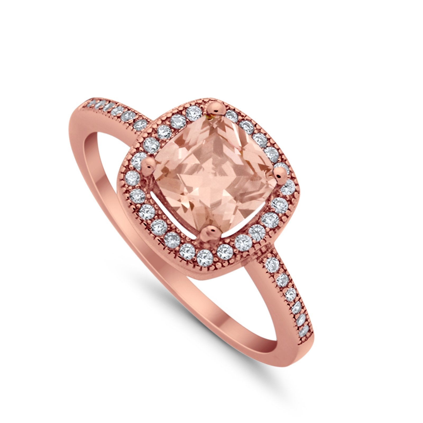 Halo Art Deco Design Ring Round Simulated Cubic Zirconia 925 Sterling Silver