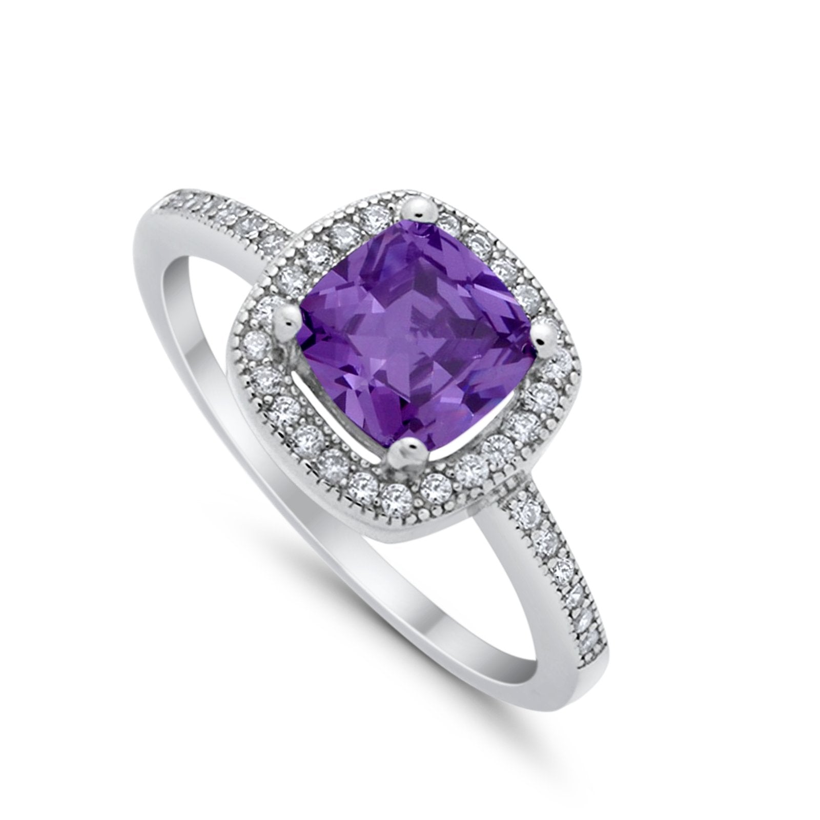 Halo Art Deco Design Ring Round Simulated Cubic Zirconia 925 Sterling Silver