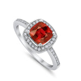 Halo Art Deco Design Ring Round Simulated Cubic Zirconia 925 Sterling Silver