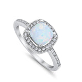 Halo Art Deco Design Ring Round Simulated Cubic Zirconia 925 Sterling Silver