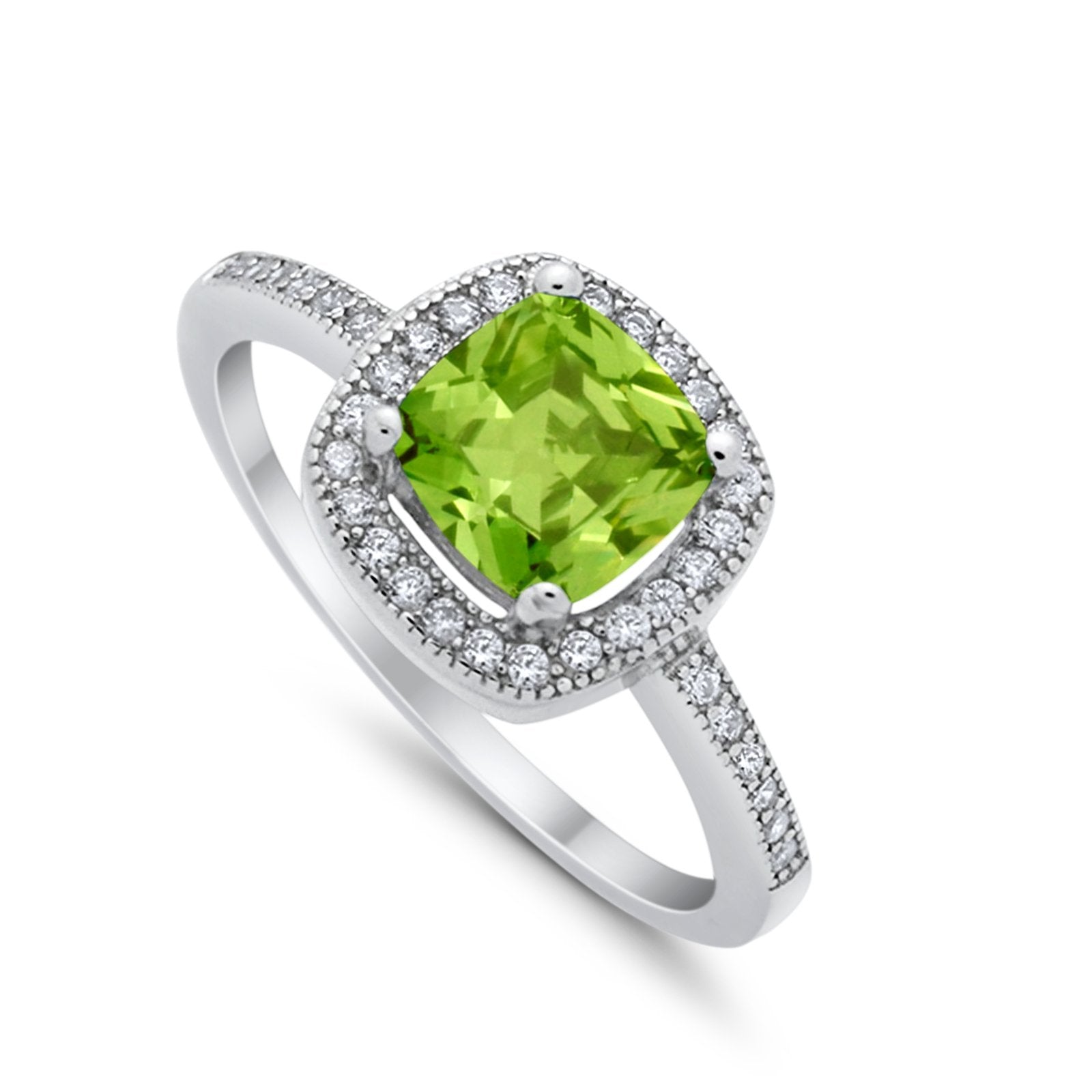 Halo Art Deco Design Ring Round Simulated Cubic Zirconia 925 Sterling Silver