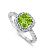 Halo Art Deco Design Ring Round Simulated Cubic Zirconia 925 Sterling Silver