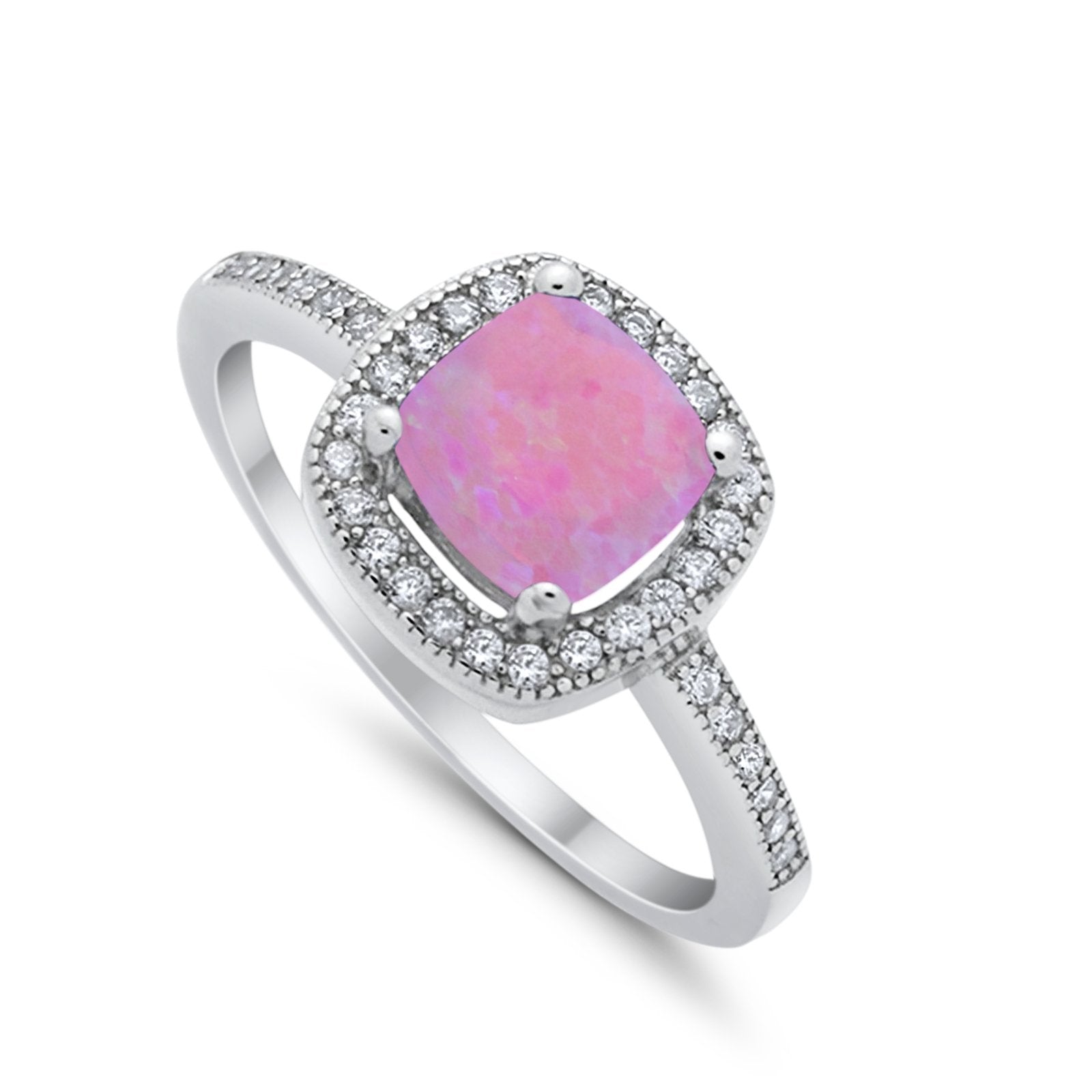 Halo Art Deco Design Ring Round Simulated Cubic Zirconia 925 Sterling Silver