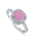 Halo Art Deco Design Ring Round Simulated Cubic Zirconia 925 Sterling Silver