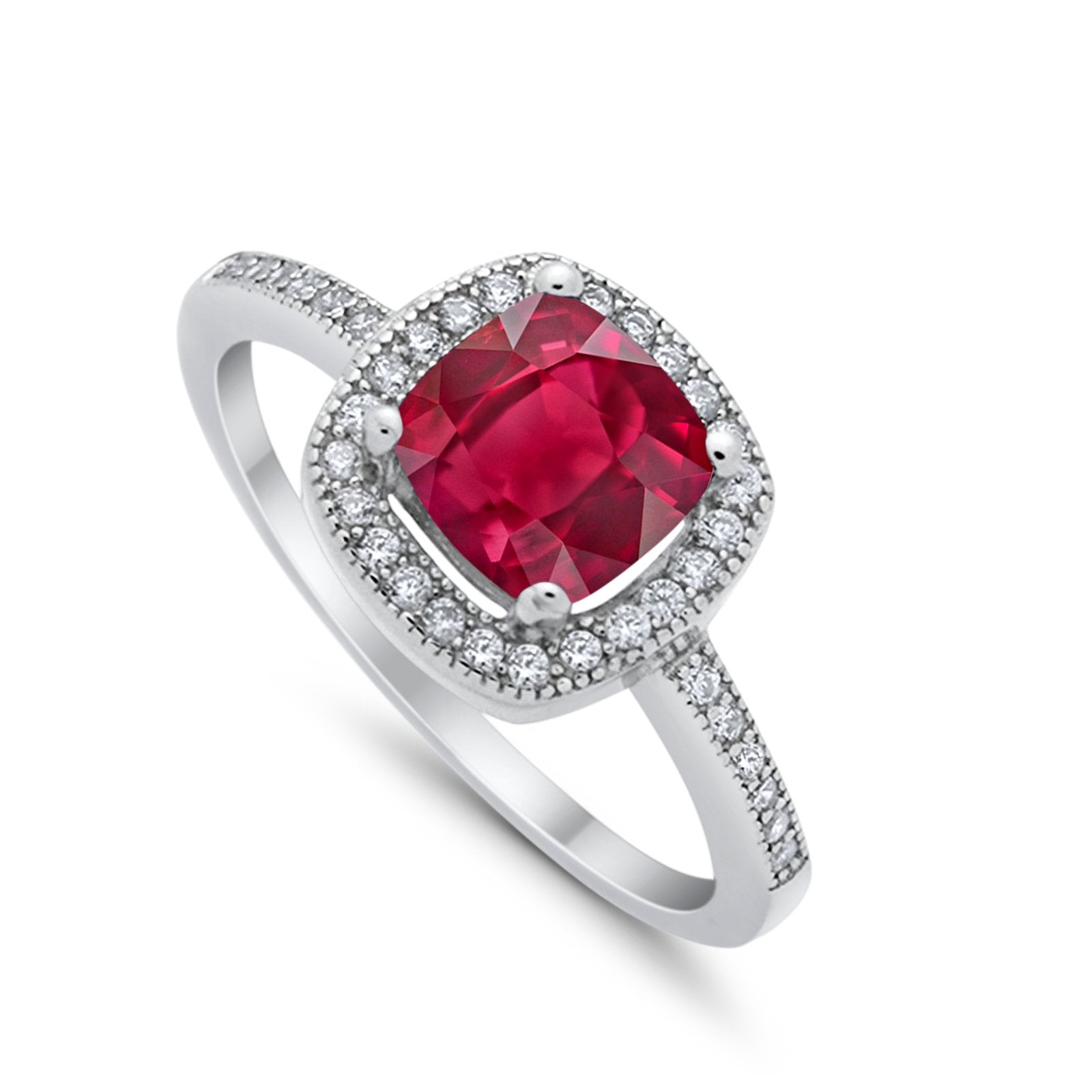 Halo Art Deco Design Ring Round Simulated Cubic Zirconia 925 Sterling Silver