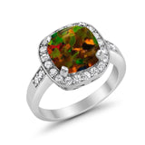 Halo Wedding Ring Cushion Cut Simulated CZ 925 Sterling Silver