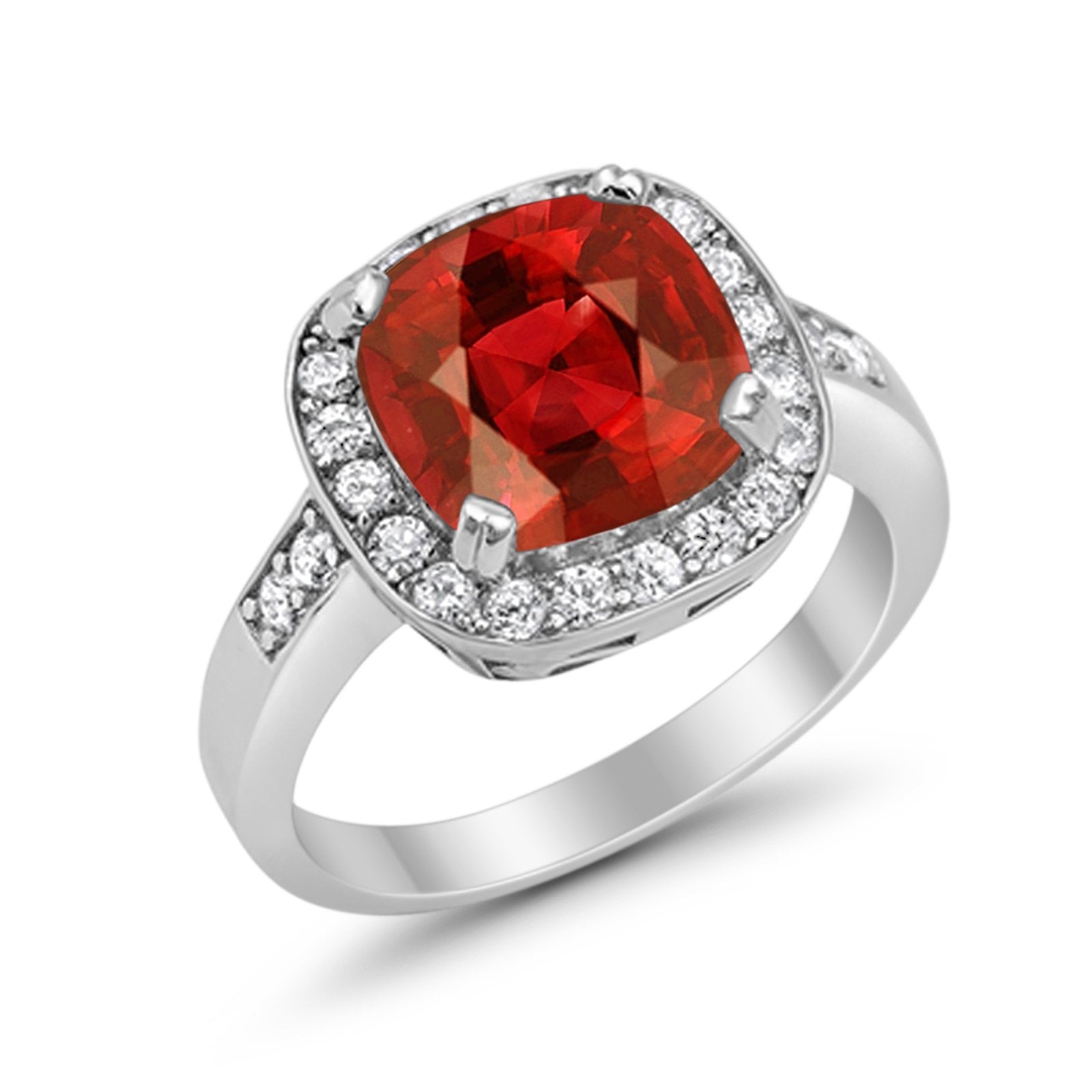 Halo Wedding Ring Cushion Cut Simulated CZ 925 Sterling Silver