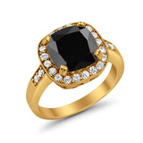 Halo Wedding Ring Cushion Cut Simulated CZ 925 Sterling Silver