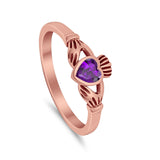Irish Claddagh Heart Promise Ring Simulated Cubic Zirconia 925 Sterling Silver